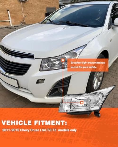 Headlight Assembly for 2011 2012 2013 2014 2015 Chrome Housing Clear Reflector