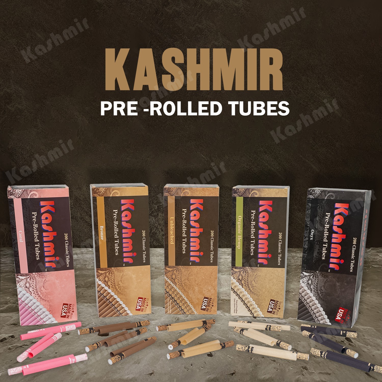 Kashmir Cigarette Filter Tubes 100mm Unbleached Pre Rolled Tall Tubes: 200 Count
