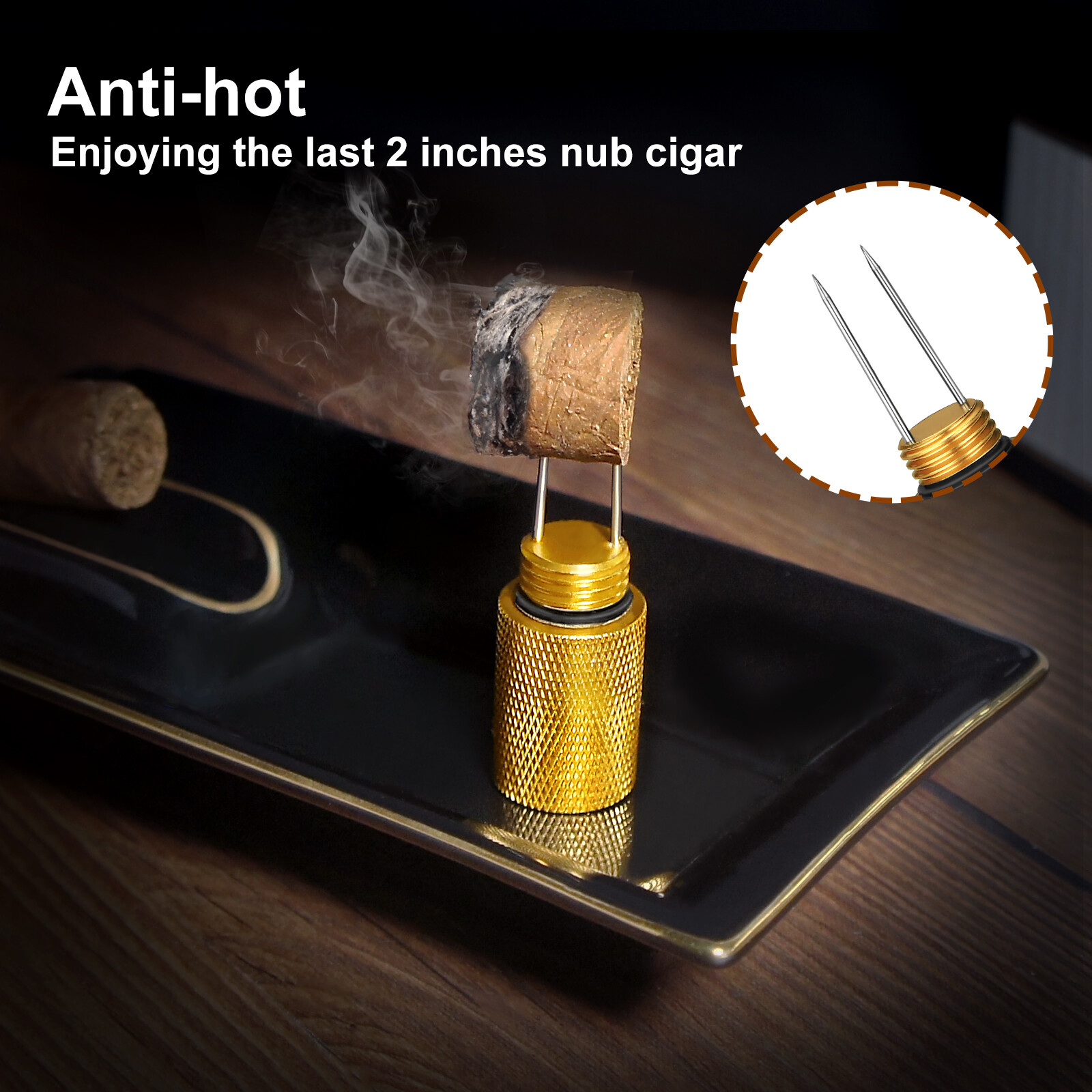 2 in 1 Cigar Draw Enhancer Metal Needle Tool Cigar Punch& Holder Cigars Drill
