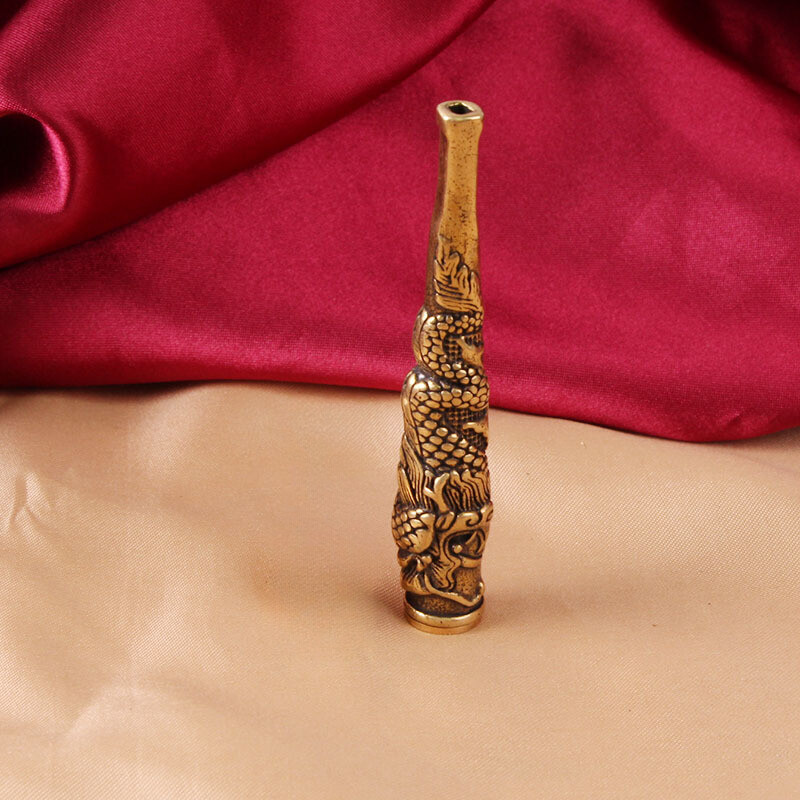 Solid Brass Small Pipe Tip Recyclable and Washable Pipe Tobacco Stem L. 3.14″.