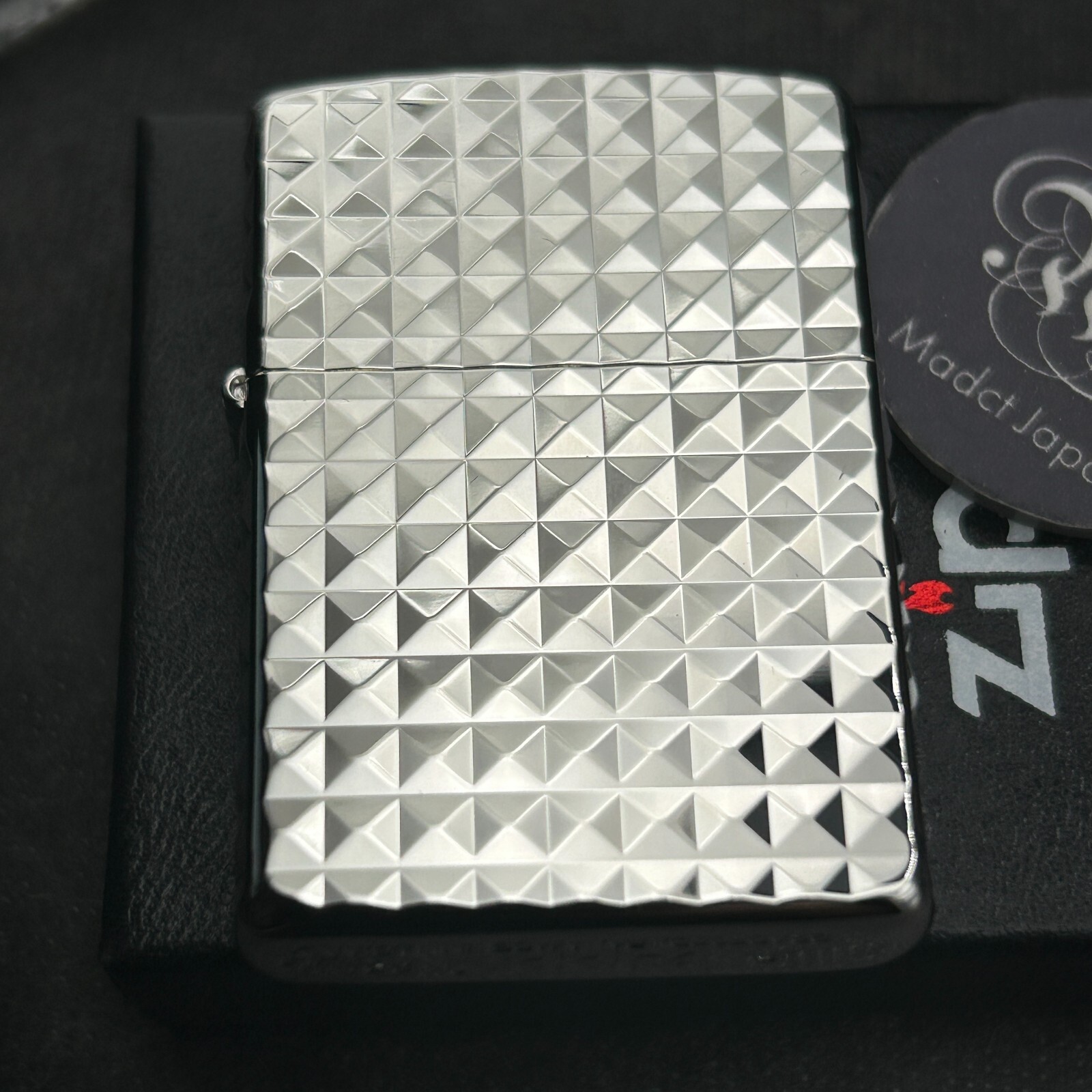 Zippo Armor 4 Face Diamond Cut Silver Mirror Finish Oil Lighter Japan