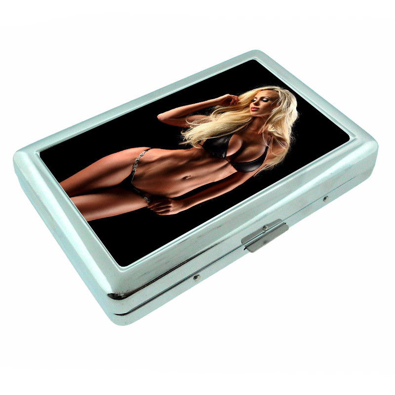 Rock And Roll Pin Up Girls D3 Silver Metal Cigarette Case RFID Protection Wallet