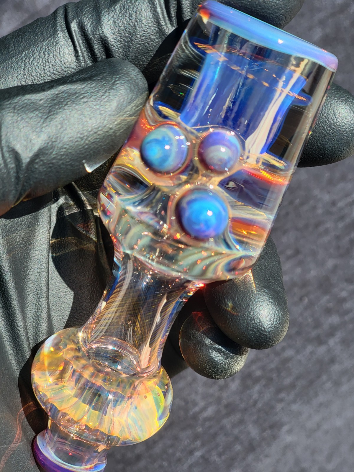 Heady Handmade 4.05″ Glass Tobacco Smoking Pipe Fumed 24kt Gold And Silver