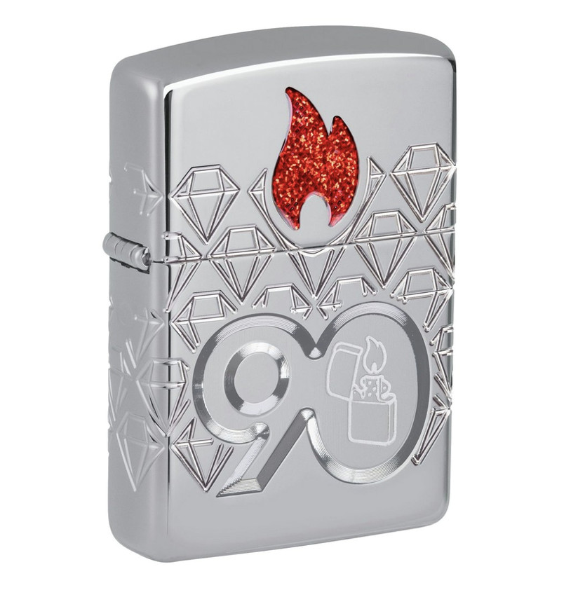 Zippo 90th Anniversary COTY Lighter Chrome, European Version 60006190 New In Box