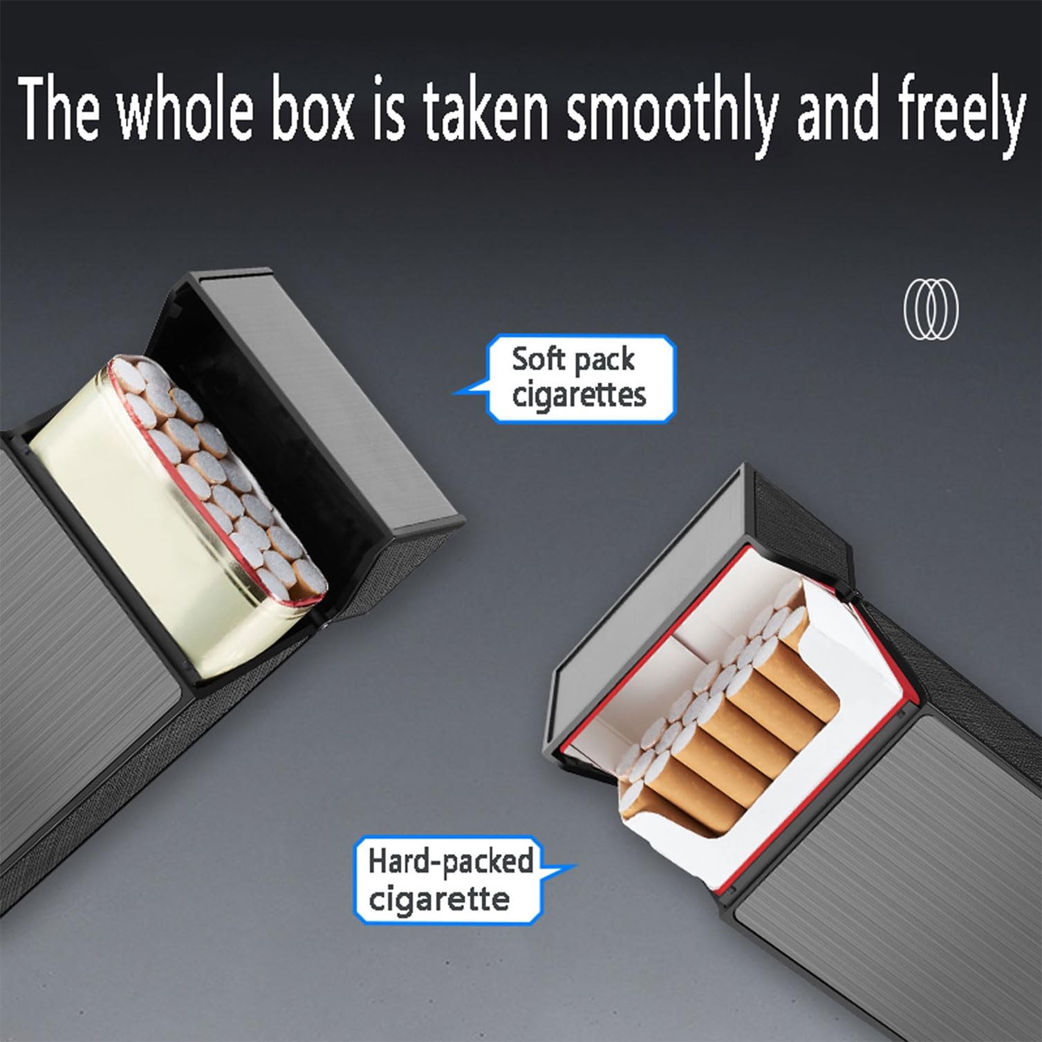 Cigarette Case 2 Pack 100mm 100’s King Size(Black + Silver) (Black + Silver, …