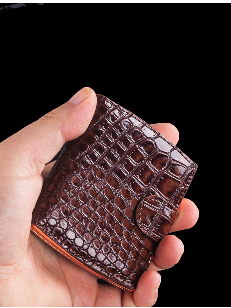 Classic Vintage Alligator Print Metal PU Leather Fashion Cigarette Case Holder