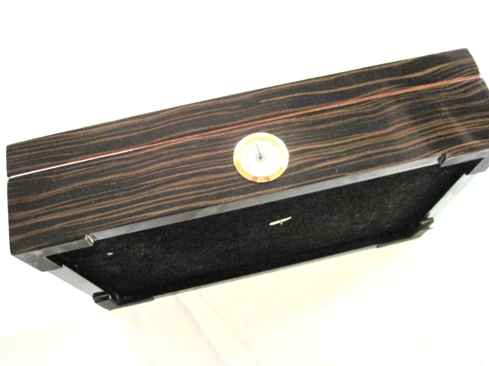Exotic Wood Desktop Humidor Cedar Lined With Rack Hygrometer Beveled Glass Top