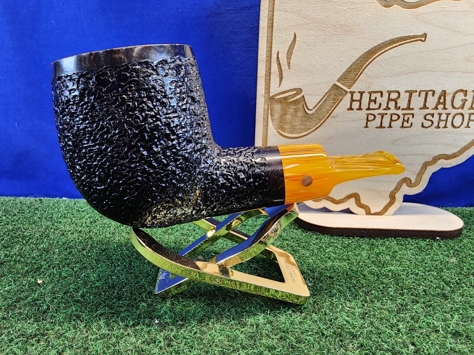 2019 Moretti Magnum Black Rusticated Italian Briar Pipe, Unsmoked, Bag