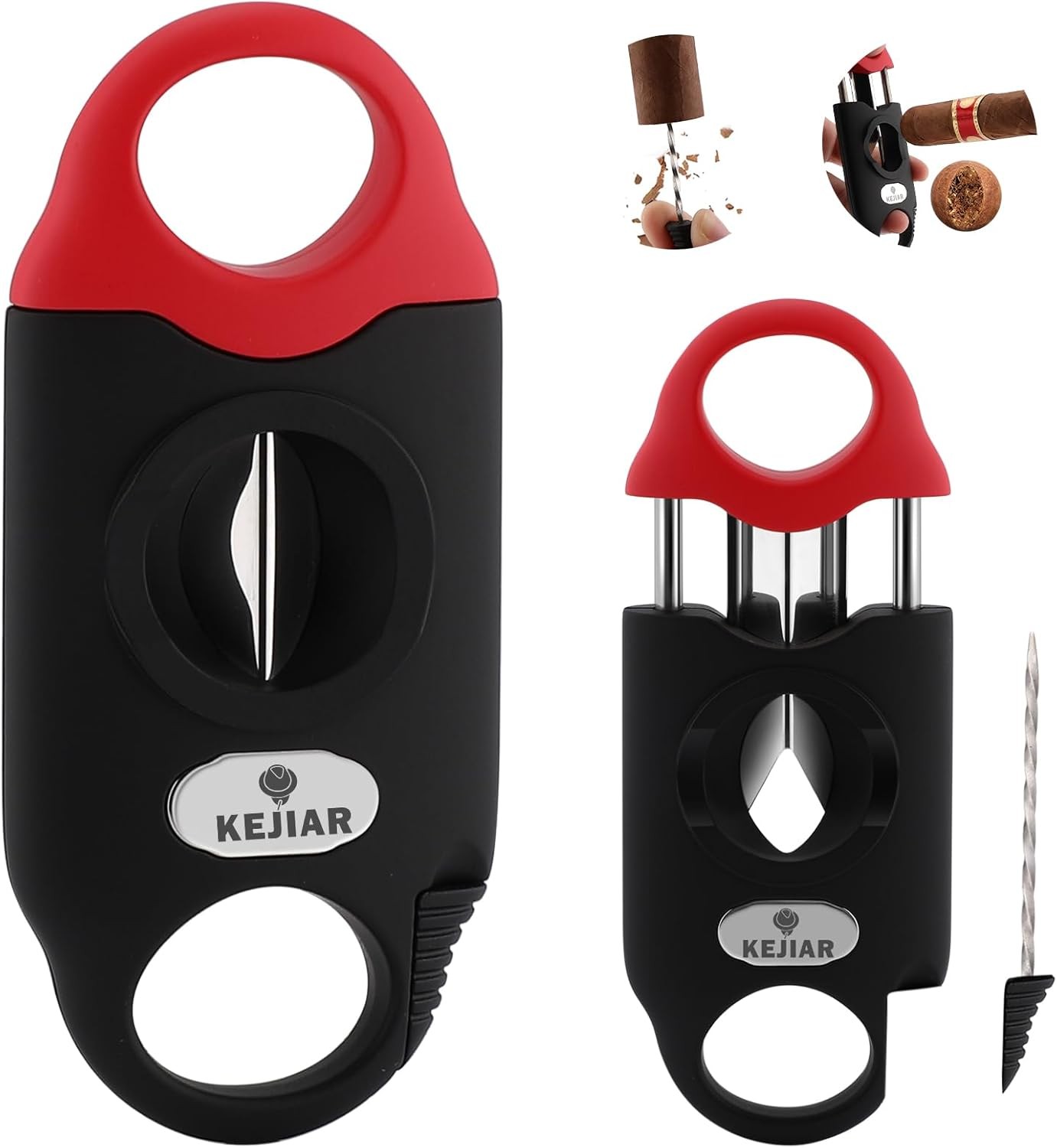 Cigar Cutter Stainless Steel V-Cut Cigar Cutter Guillotine with Cigar Draw Enhan