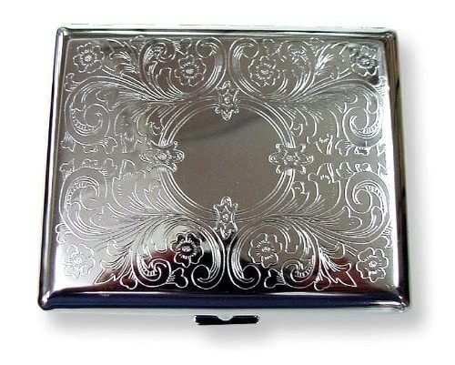 Etched Cigarette Case Victorian Style Metal Holder for Regular, King and 100’s S