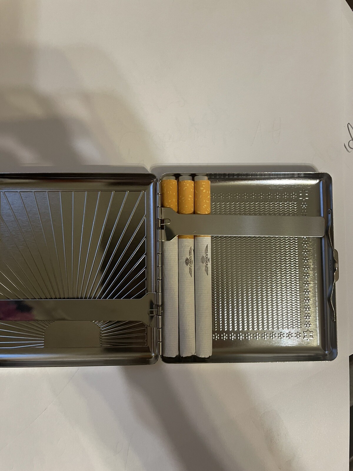 Art Deco Silver Sunbeam 2-clip Cigarette Wallet Case Business Credit Card Holder