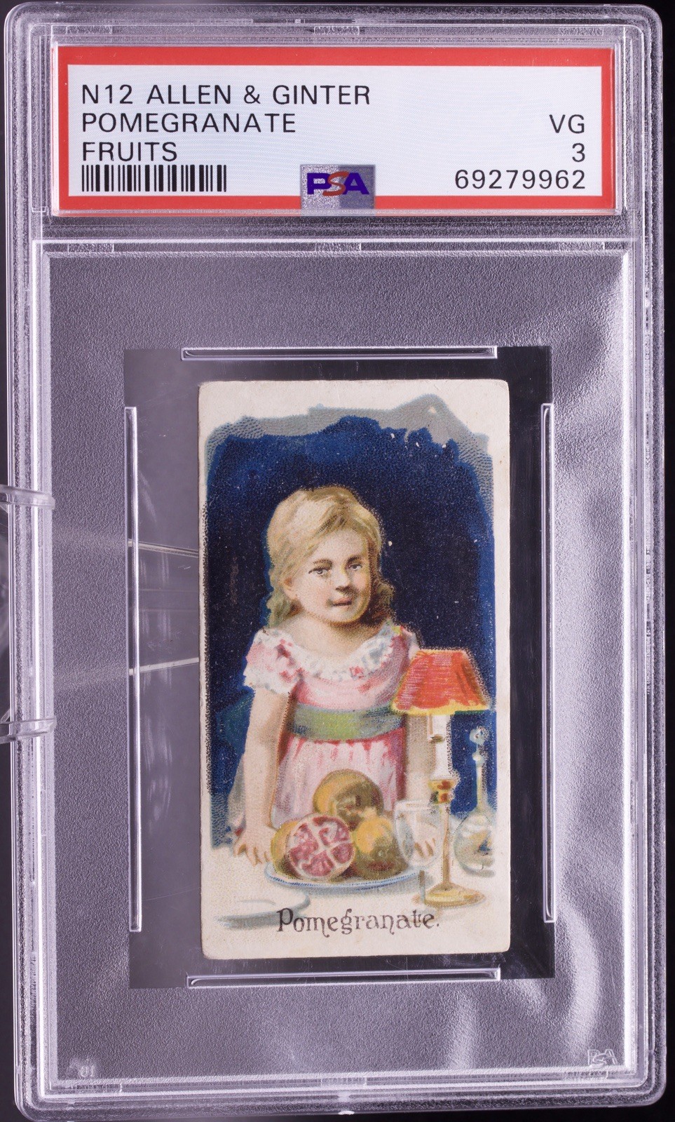1891 N12 Allen & Ginter Fruits POMEGRANATE PSA 3 VG – Rare 19th Century Tobacco