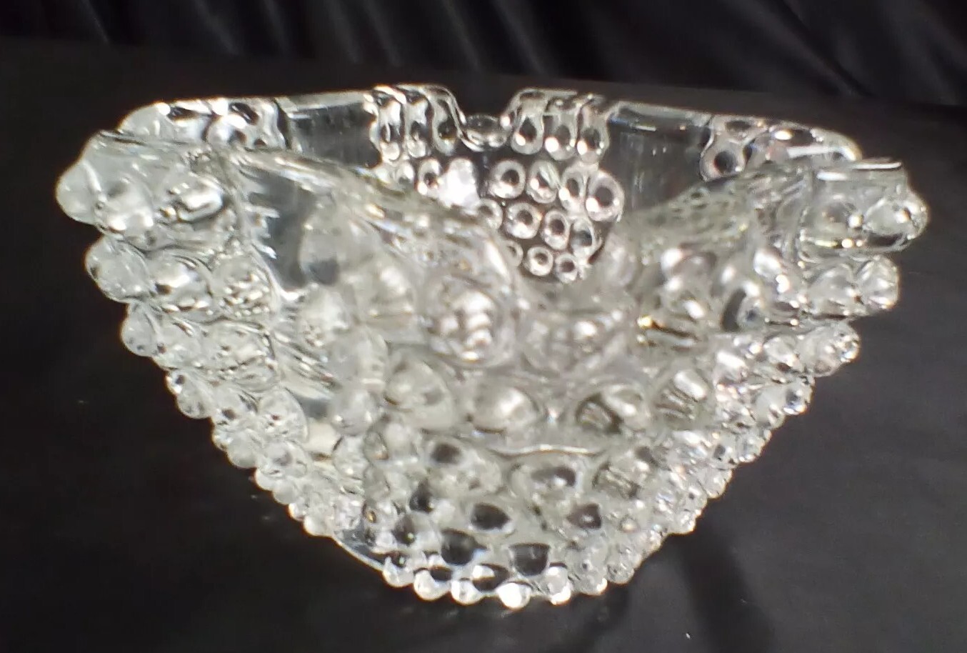 Vintage Clear Glass Hobnail Cigar Ashtray 5″ Wide 3″ Tall 2.27lbs MCM