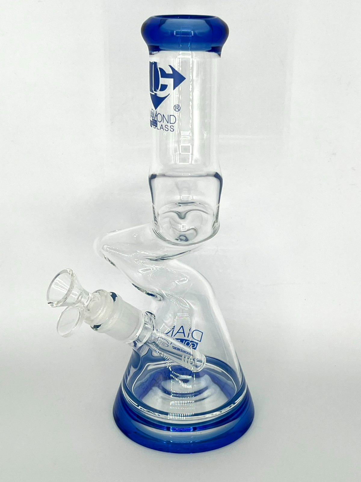 10″ DIAMOND GLASS ZONG ZIG ZAG BEAKER BONG PIPE BOROSILICATE THICK GLASS-2 GIFTS