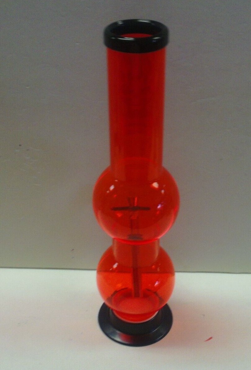 HEADWAY 14″ ACRYLIC PLASTIC DOUBLE BUBBLE HOOKAH WATER PIPE PULL CARB ORANGE