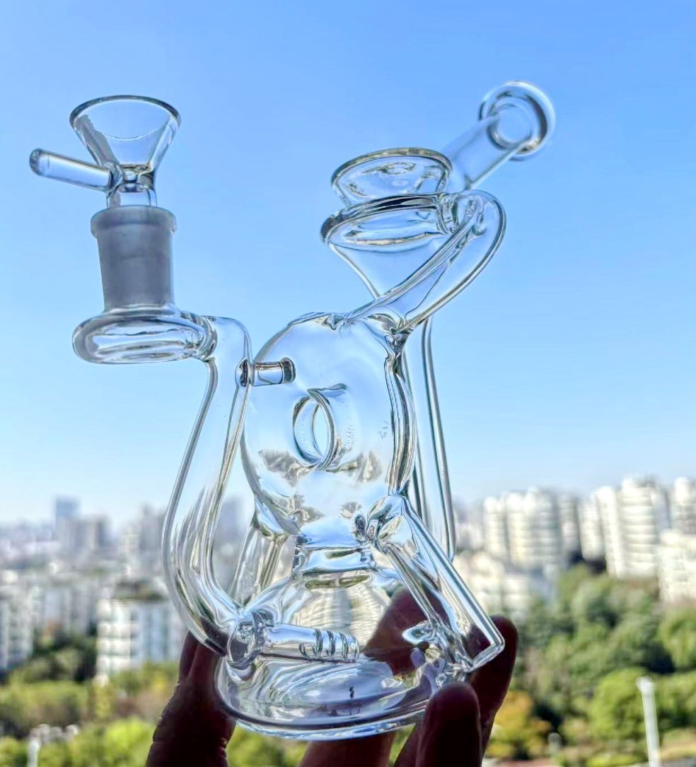 Multiple Recycler rig water pipes Tall bong Slanted mouth Water Smoking 14mmbowl