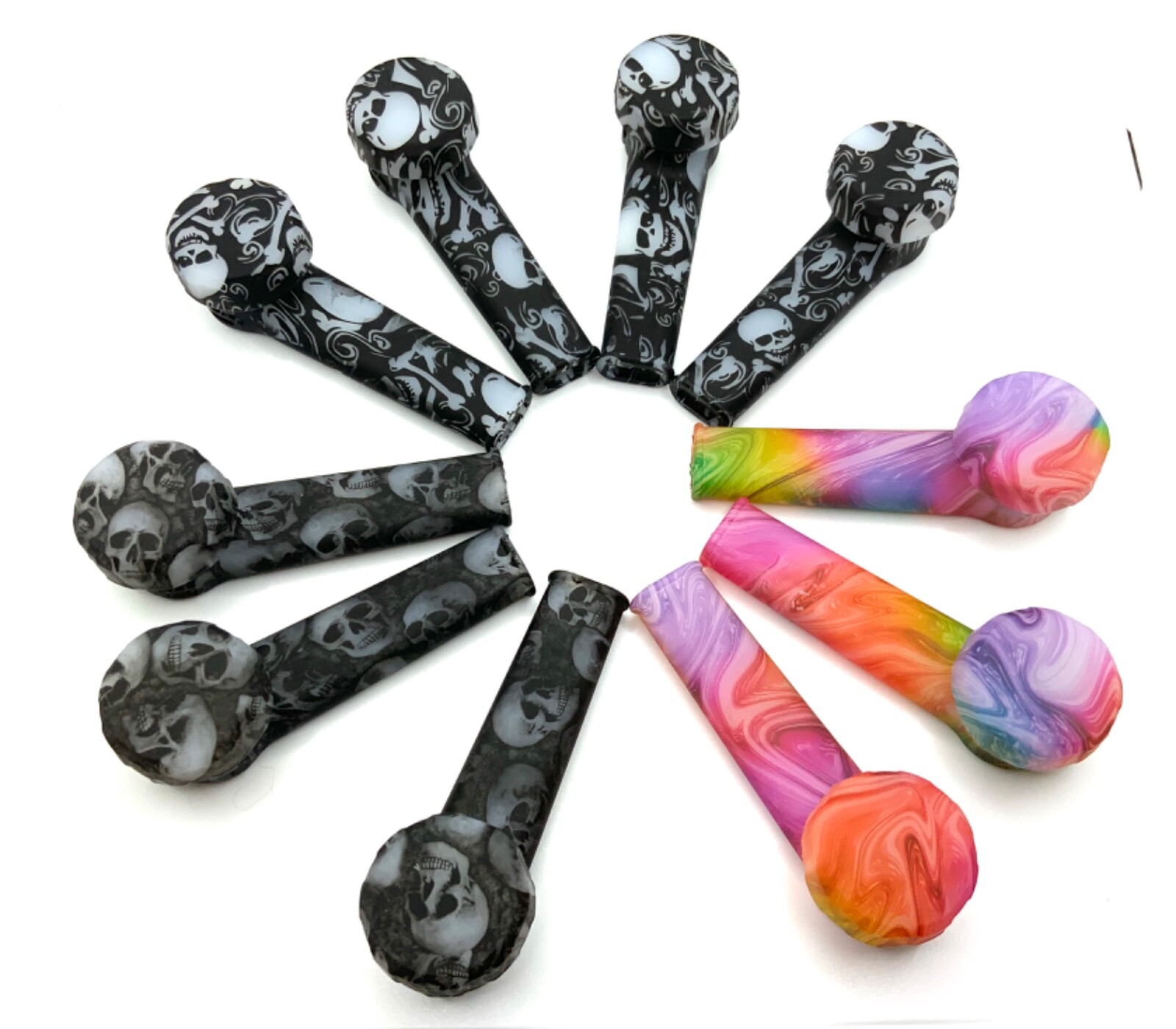 10X Silicone Smoking Pipe with Glass Bowl w/Cap (glow) SAME DAY SHIP US SELLER