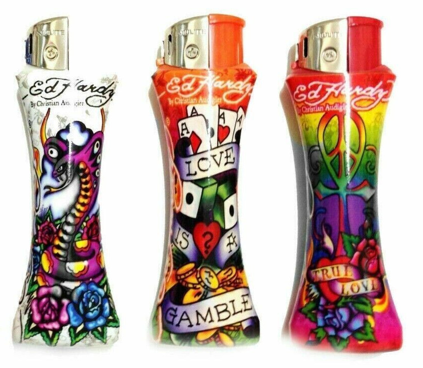 3 Lighter ED HARDY CURVE REFILLABLE TATTOO LIGHTER (Without Gas) Random