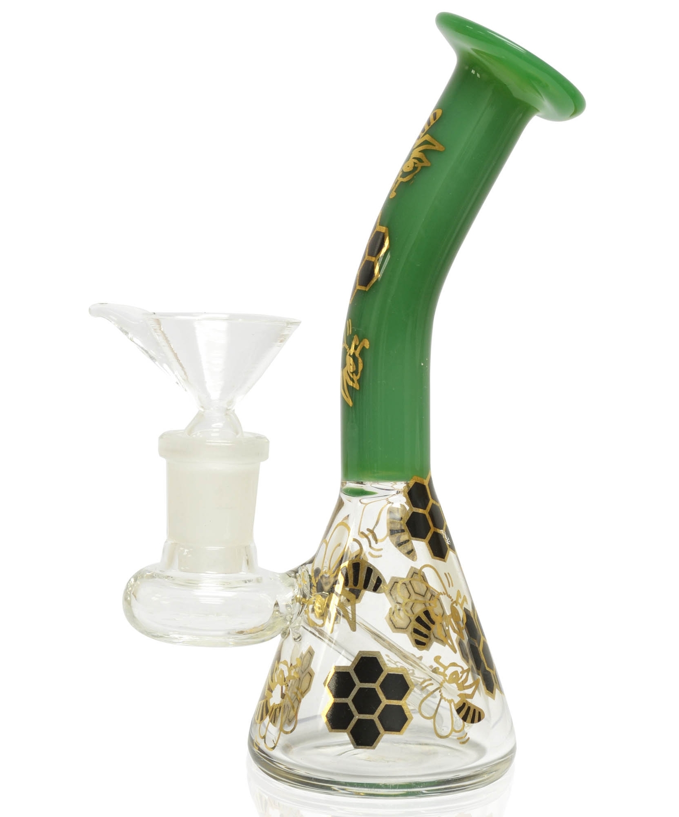 5″ Holographic Golden Honeycomb Green Glass Water Pipe Hookah Bubbler Bong *USA*
