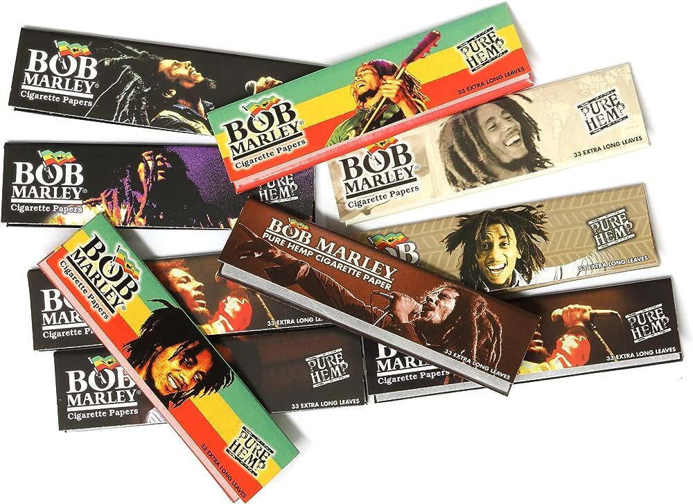 10 Pack Bob Marley Hemp Cigarette Rolling Papers King Size (10 Booklets)