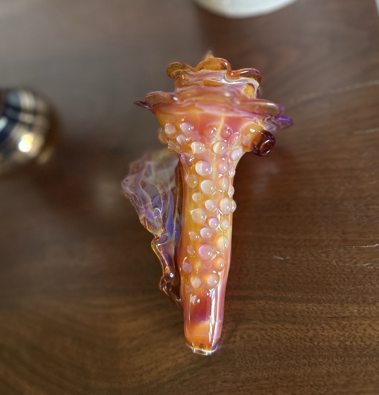 Hand Blown Glass Seashell Tobacco Pipe