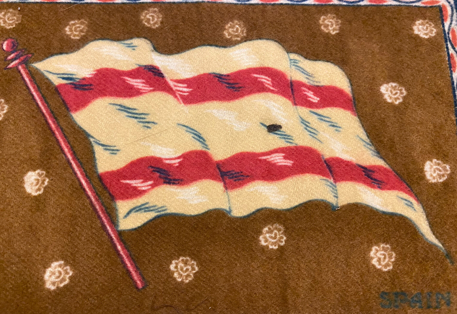 VINTAGE AMERICAN TOBACCO FELT BLANKET FLAG EARLY 1900’s Spain 5” X 8”
