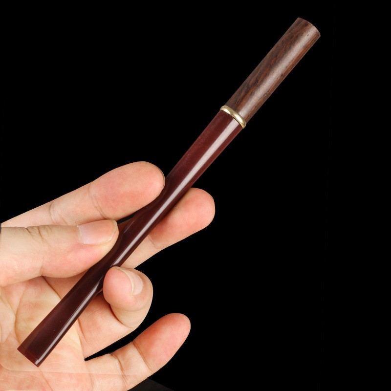 17cm Wood Holder Long Reusable Filter Pipe Black Rosewood for Men