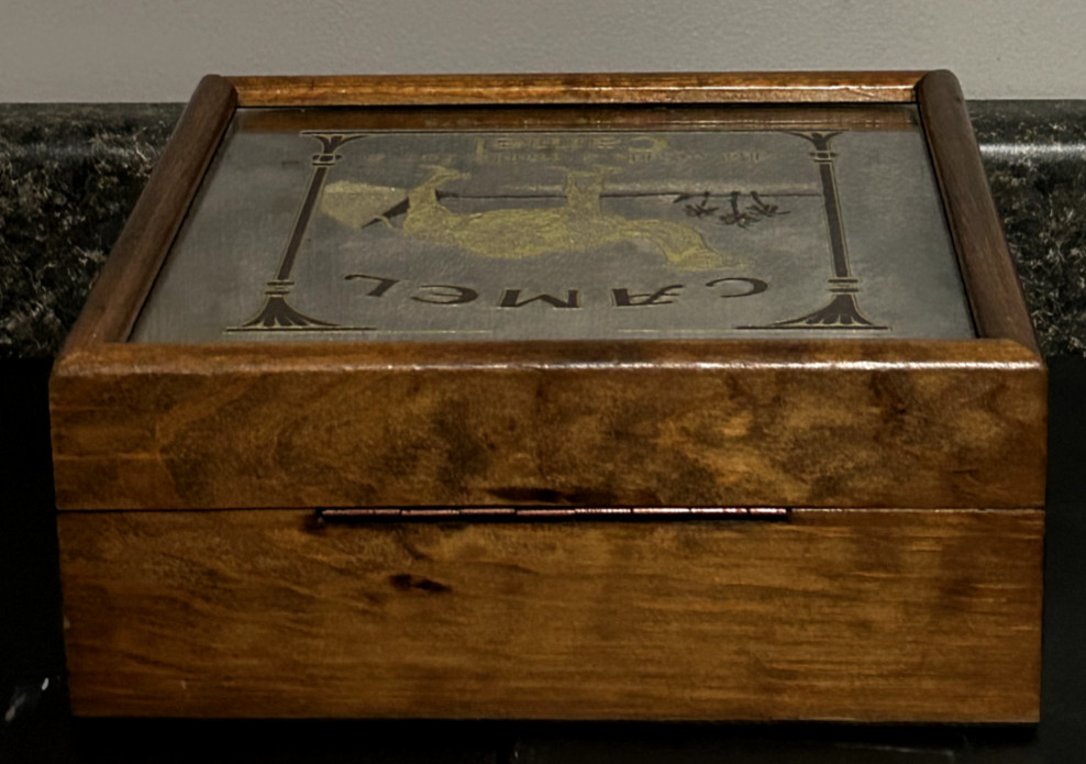 VTG Camel R.J Reynolds Mirrored Wooden Cigarette Box Centennial 1975 USA Tobacco