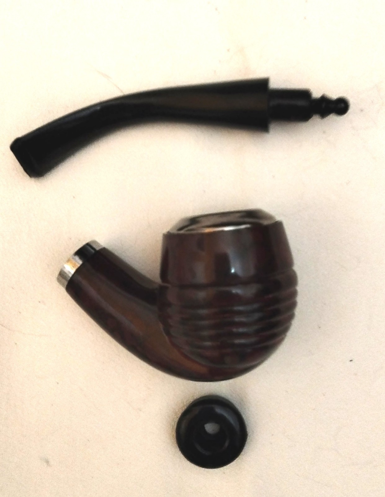 New Brown smoking pipe with filter and cig. holder