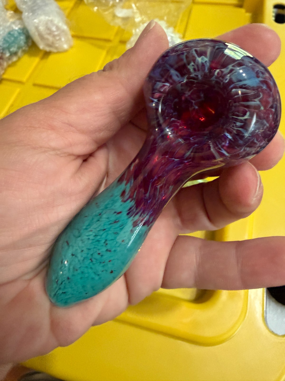 Pipe Glass Teal And Purple Galaxy Spoon Bowl