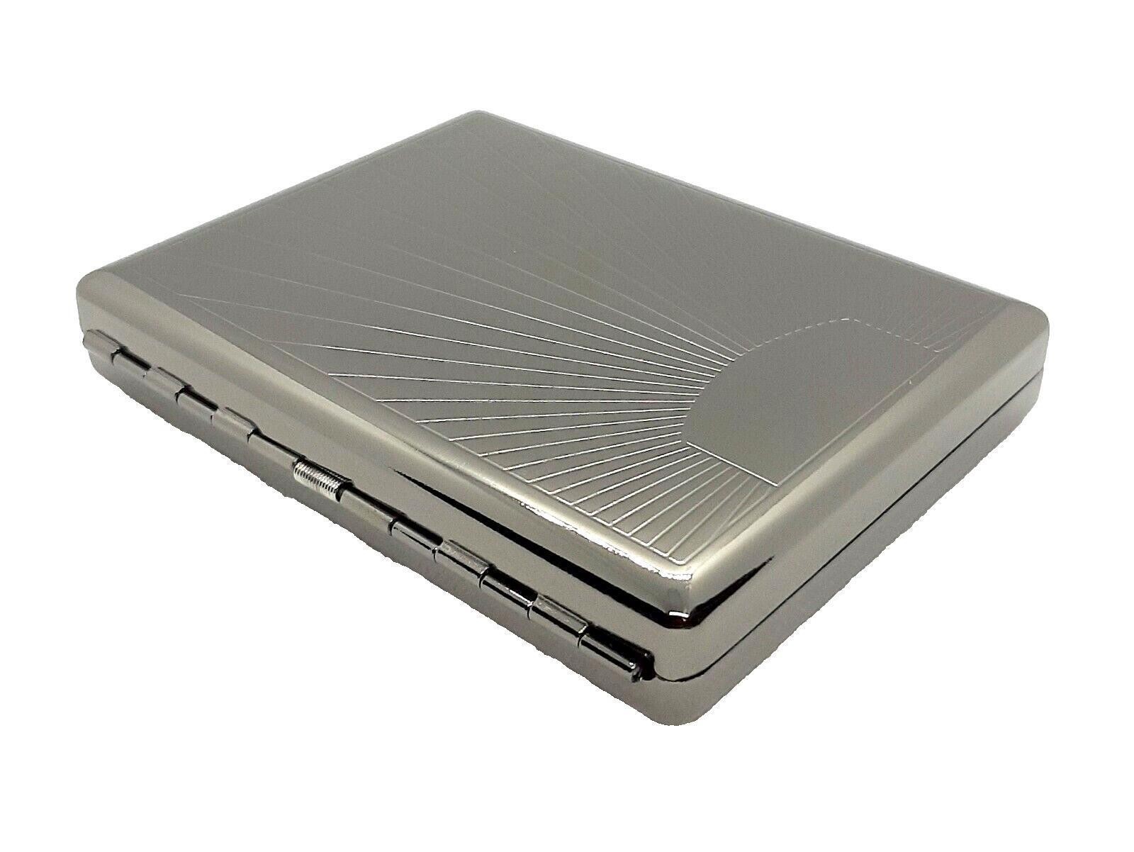 RYO Gun Metal Sunrise Design 100s Size Double Sided Cigarette Case