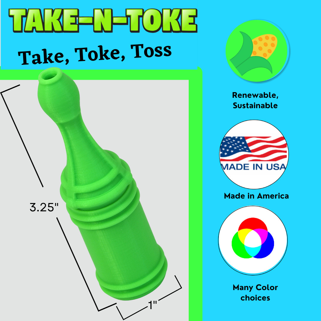Take-N-Toke, Cigarette Holder, Fully Assembled Made in USA, 3.5″ x 1″, Green