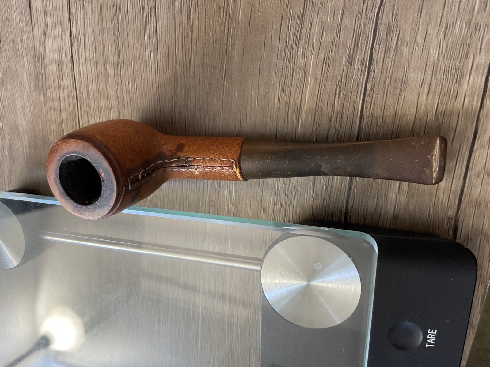Vintage BRADBERRY Pipe MADE IN BELGIUM GENUINE LEATHER Covered Imported Briar