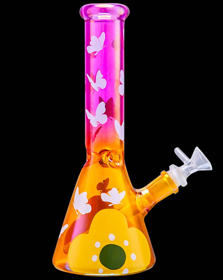 CUTE Bong 10″ Beaker Bong Glass Water Pipe Hookah PINK Bongs Girly Bong *USA*