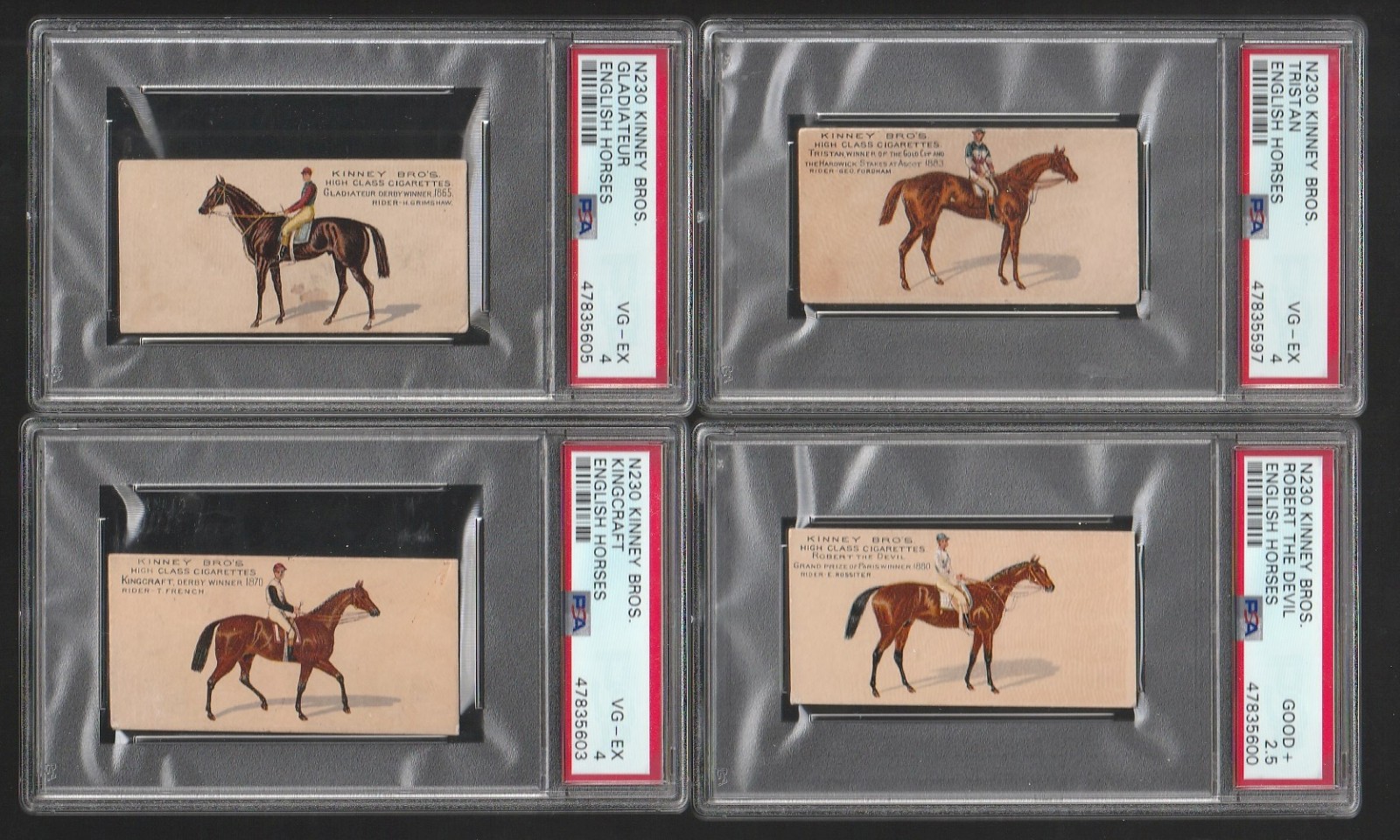 1889 Kinney Bros N230 English Horses PSA Partial Set (10/25) Many Derby Winners