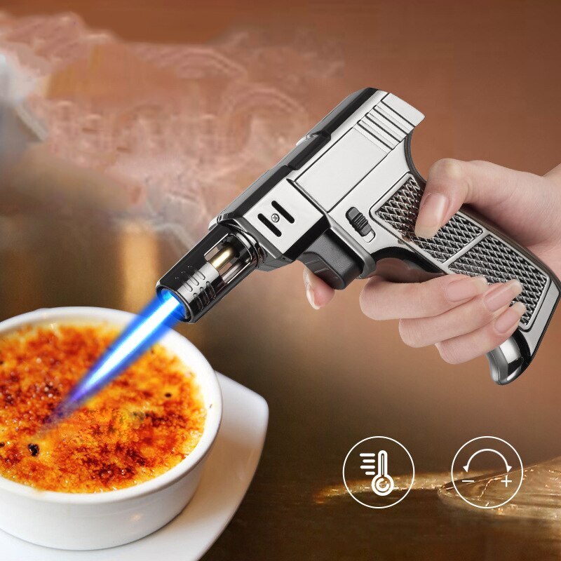 Outdoors Gas Metal Lighter Windproof BBQ Kitchen Cooking Jet Torch Turbine Gun