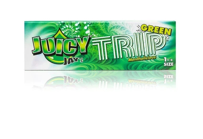 Juicy Jay’s Rolling Paper Green Trip Mentholicious 1 1/4, 22 Pack, 32 CT