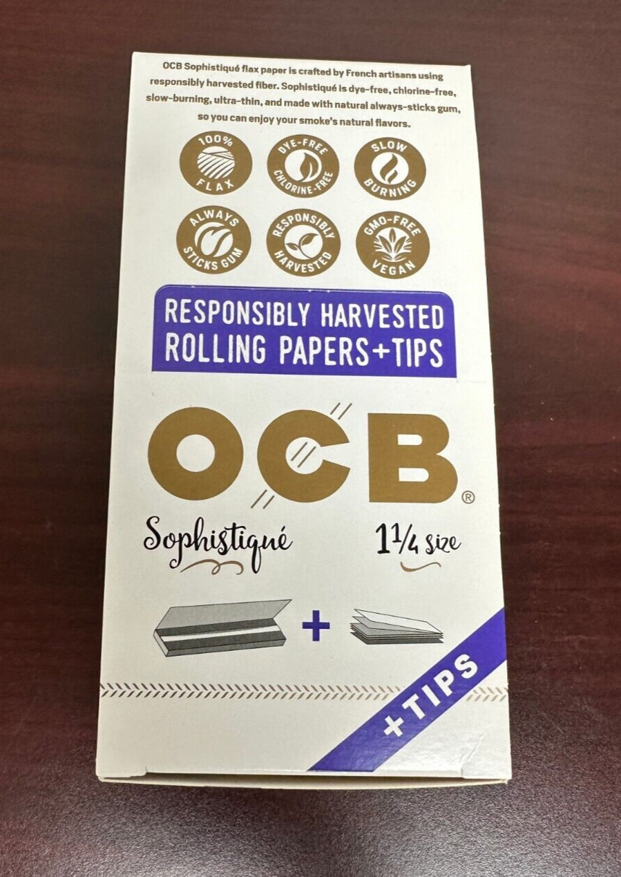 OCB SOPHISTIQUE 1 1/4 Rolling Papers + Tips 24ct -FULL BOX