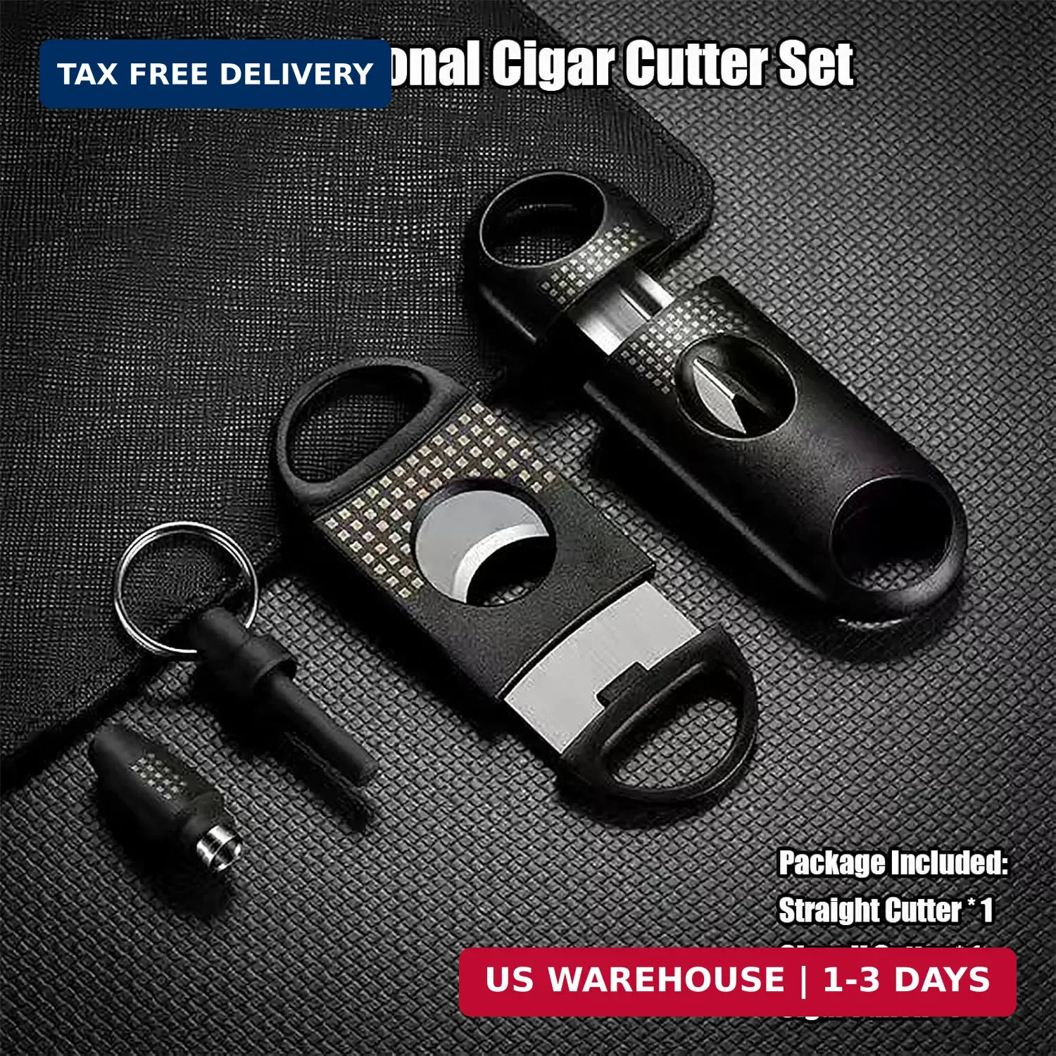 Cigar Cutter Set Straight V Punch Multi Functional Stainless Steel Portable