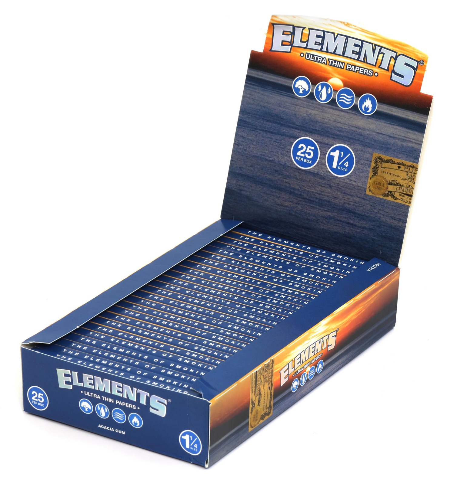 Elements 1.25 1 1/4 Size Ultra Thin Rice Rolling 25 Count (Pack of 1), Blue