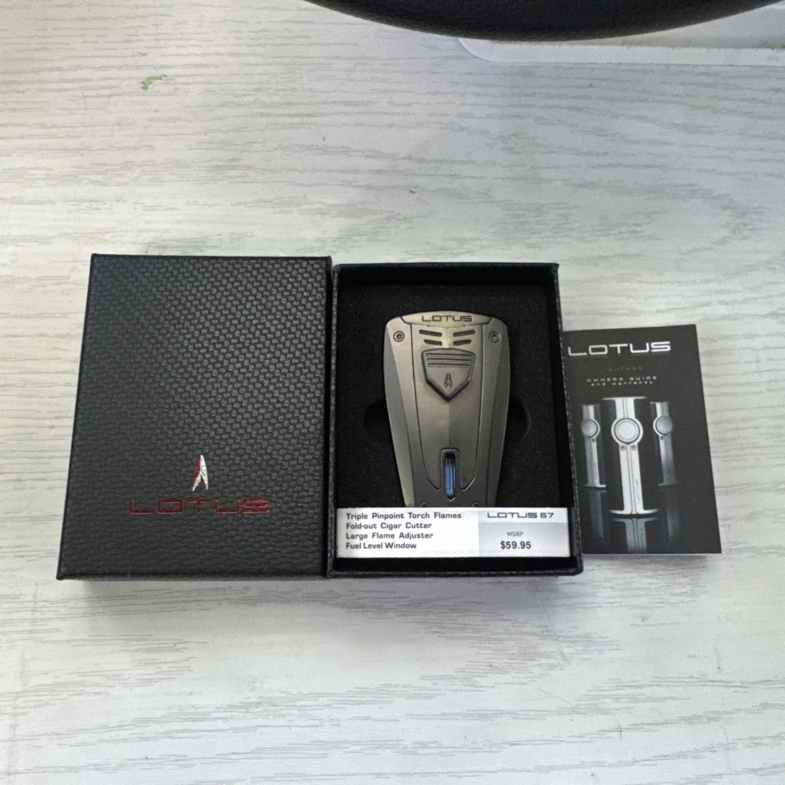 Lotus Fusion Triple Jet Torch Flame Cigar Lighter Gunmetal Chrome 5300 New