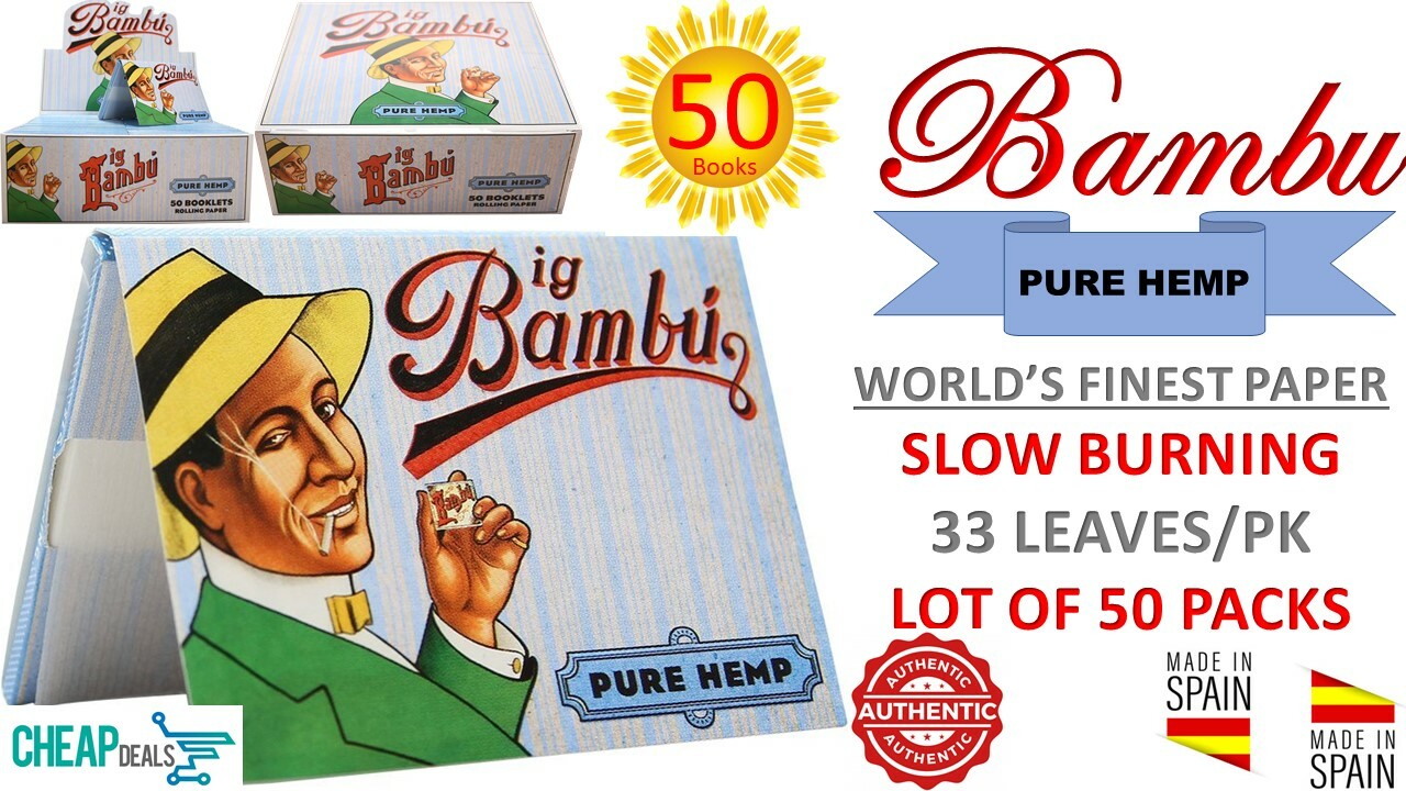 50 Big Bambu 1 1/2″PURE HEMP World’s Finest Rolling Paper 33 Leaves/Book (SPAIN)