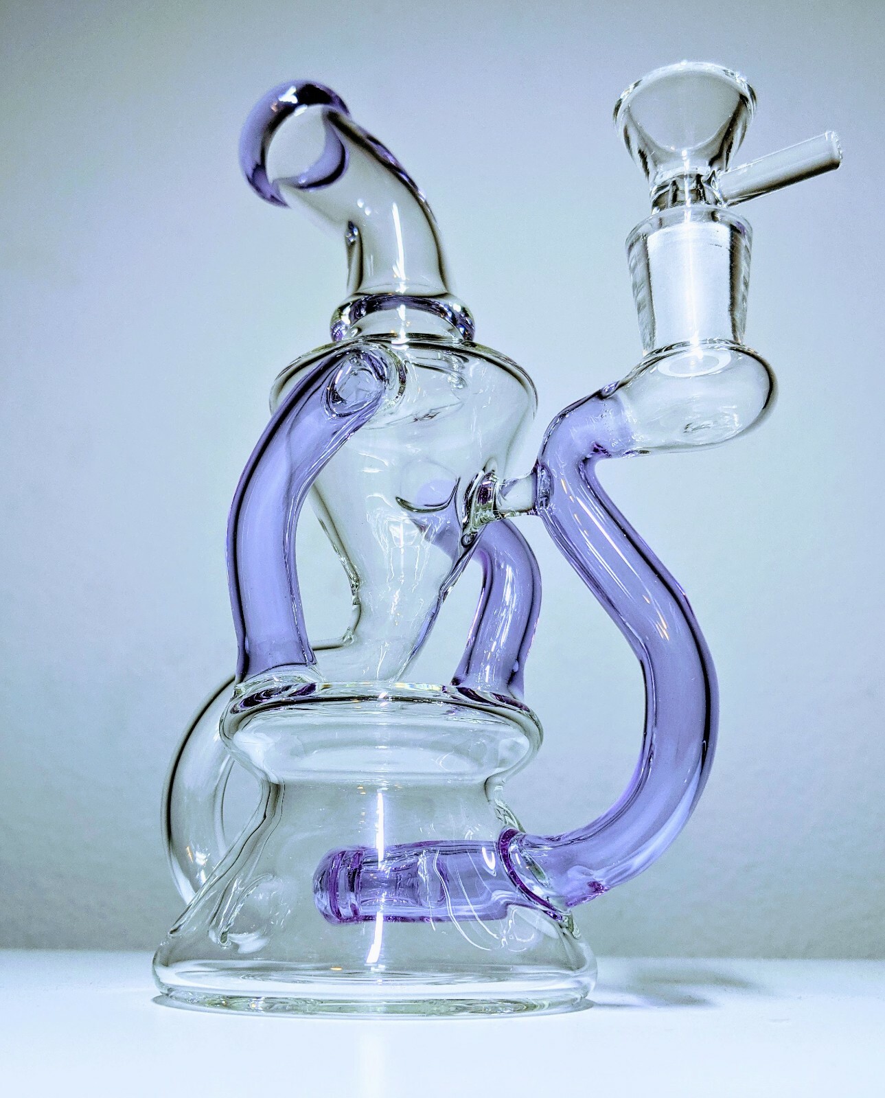8″ Purple Klein Vortex Recycler Tobacco Smoking Water Pipe Hookah Bubbler Bong
