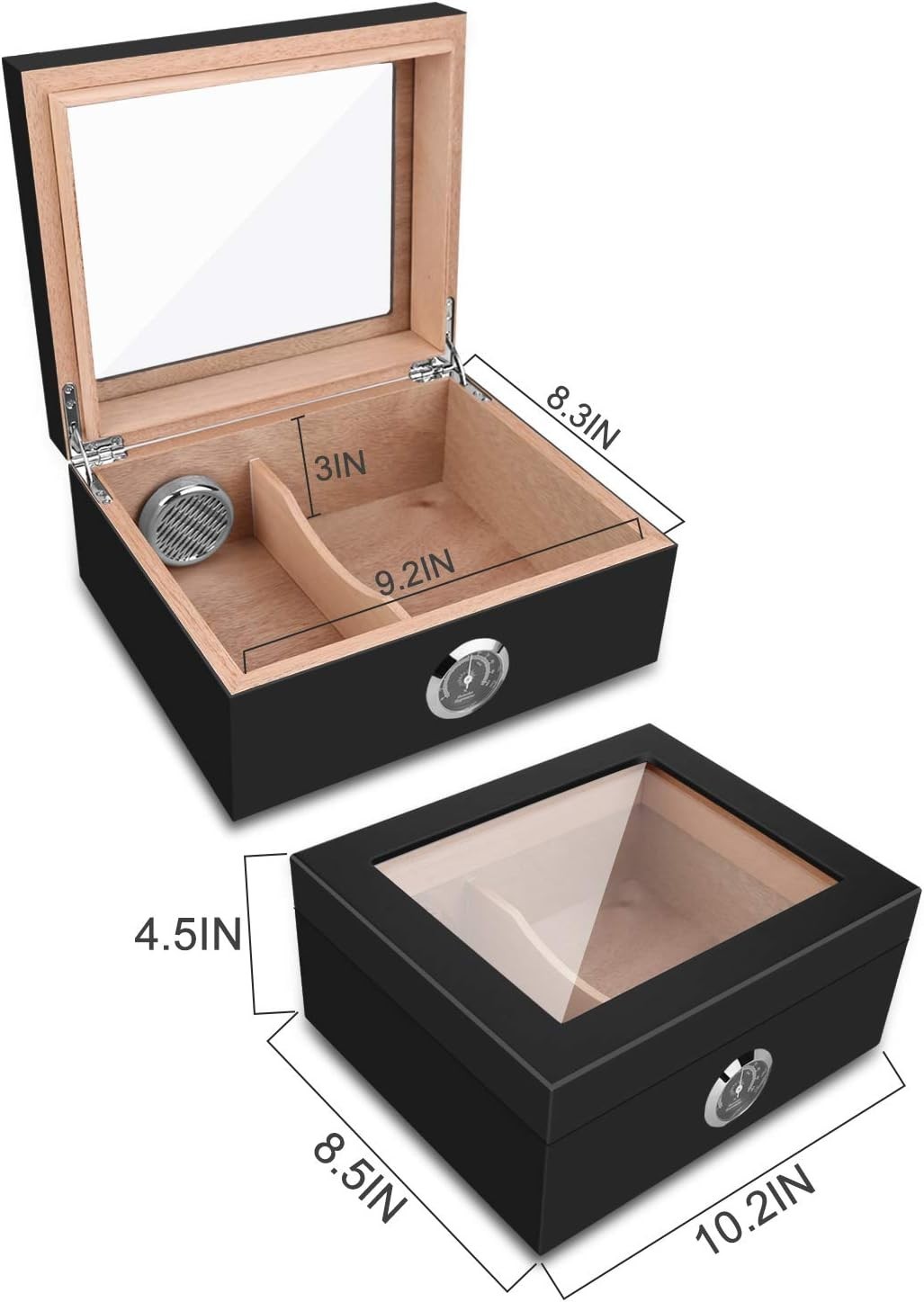 Gifts for Cigar Lovers: Luxury Humidor with Tempered Glass for 25-50 Cigars