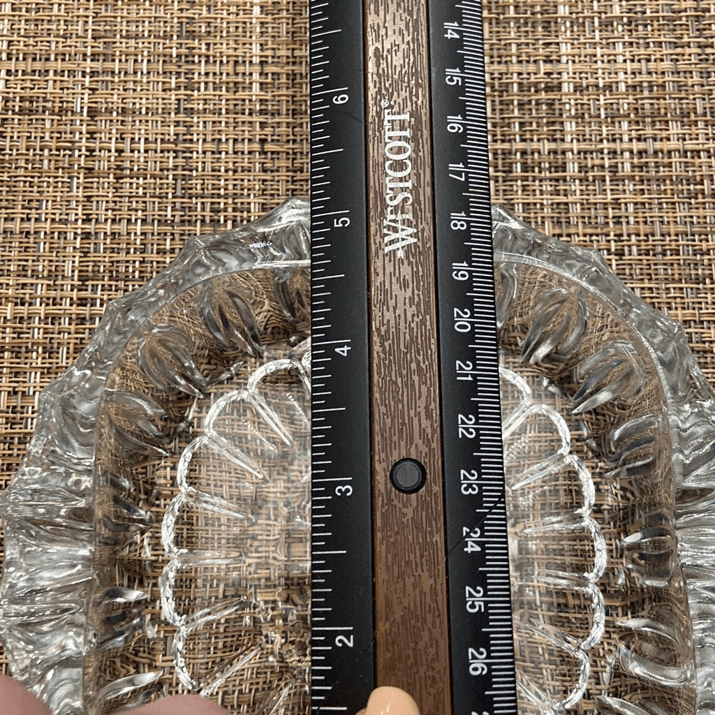 Pressed Glass Ashtray with Center Daisy Flower and Scalloped Edges