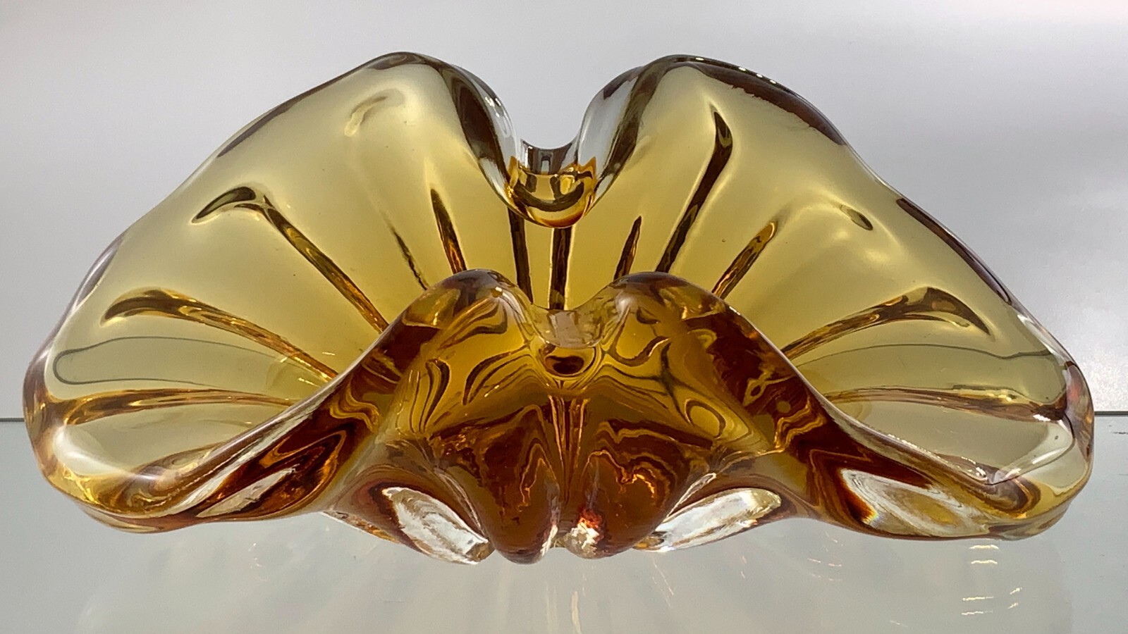 Vintage Mid Century Modern Chalet Heavy Glass Handblown Cigarette Ashtray CC191