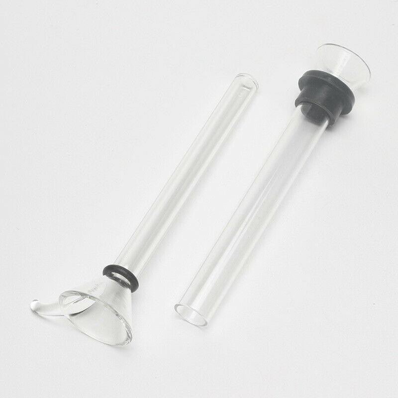 2pcs Hand Blown Glass Downstem Slider Set Bowl Funnel Stem with Black Rubber