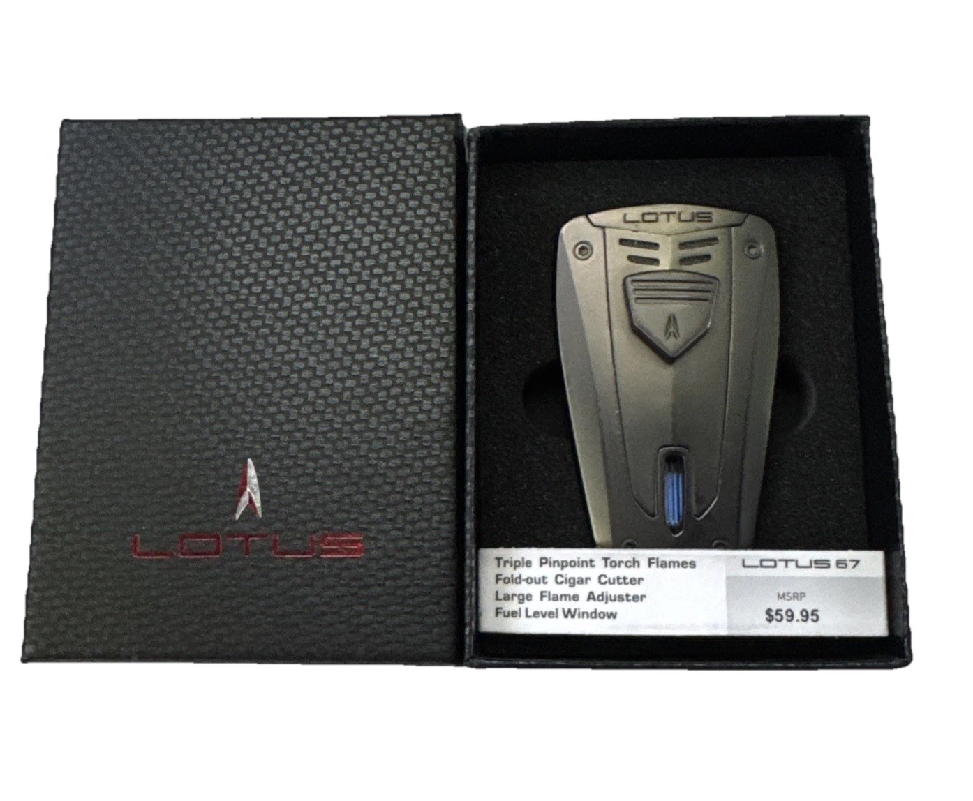 Lotus Fusion Triple Jet Torch Flame Cigar Lighter Gunmetal Chrome 5300 New