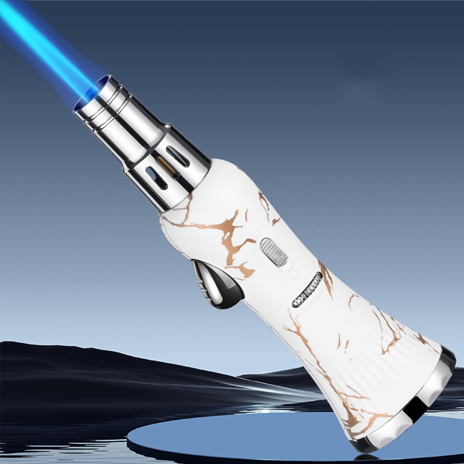 Metal Torch Lighter-Refillable Butane Jet Adjustable Blue Flame Lighter 60ZBWG5