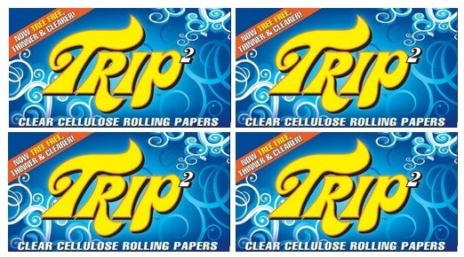 FOUR packs TRIP 2 CLEAR CELLULOSE 1 1/4 cigarette rolling papers/50 count pack